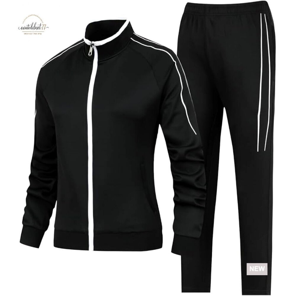Small Athletic Tracksuit Set with Full Zip Jacket and Jogger Pants